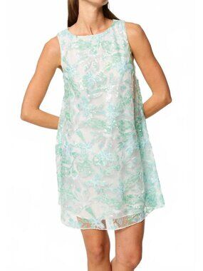 NWT Womens MISA Los Angeles Jonah (Item-38) White Green Sequin Shift Dress M